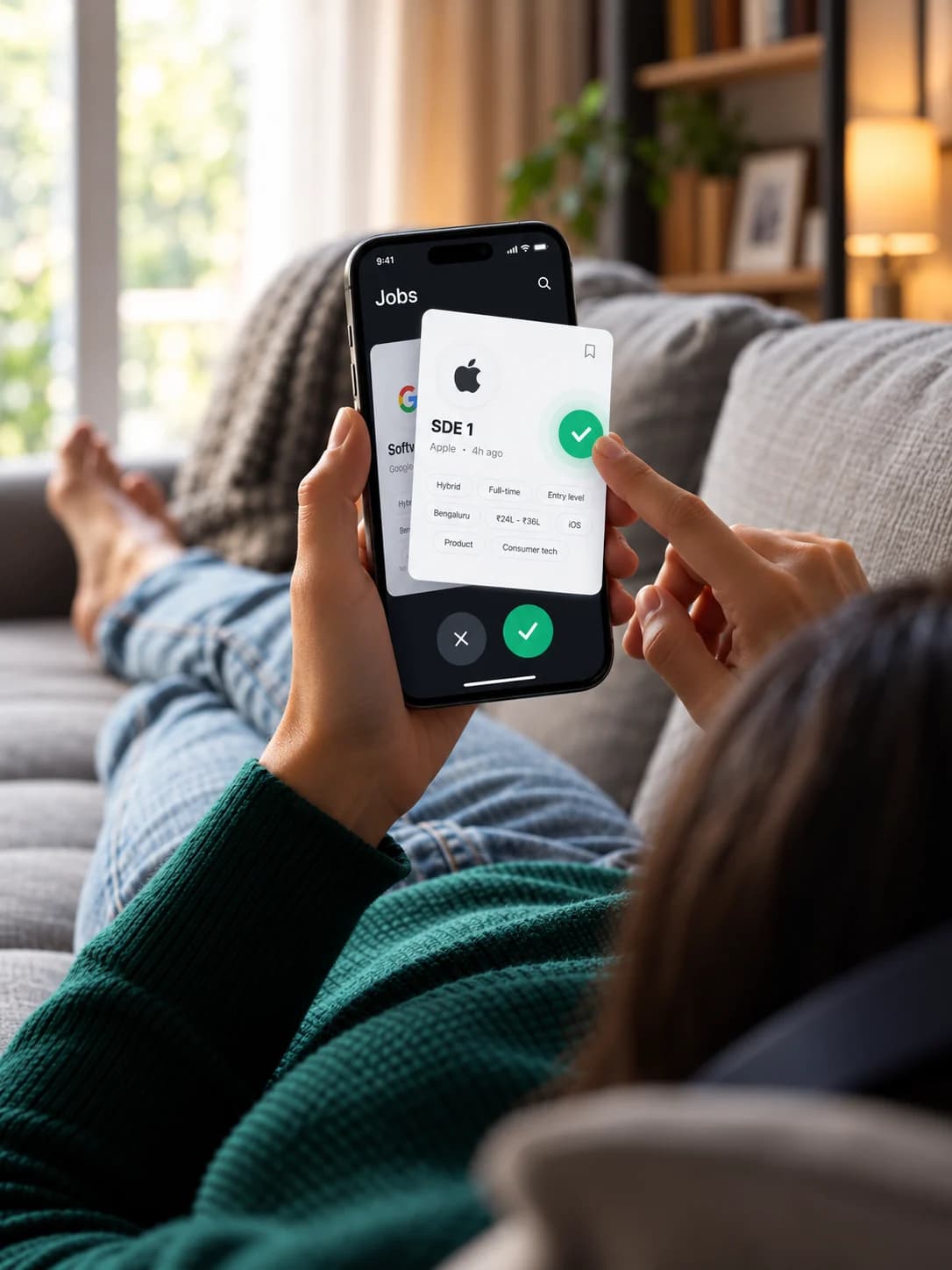 A person browsing a Fliq job card on their phone